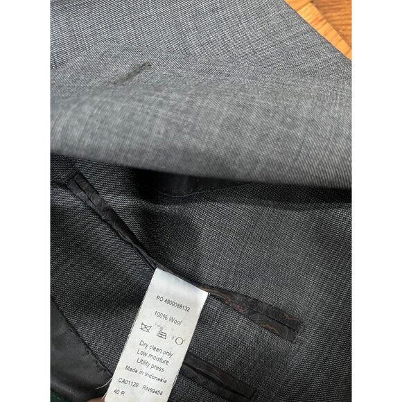 Lauren Ralph Lauren Mens Blazer Sz 40R Solid Gray Wool 2 Button Sport Coat - Picture 4 of 5